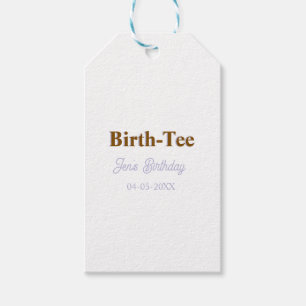 BIRTH TEE HAPPY BIRTHDAY NAME GOLDEN PURPLE MODERN GIFT TAGS