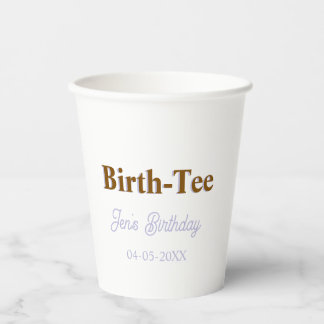 BIRTH TEE HAPPY BIRTHDAY NAME GOLDEN PURPLE MODERN PAPER CUPS