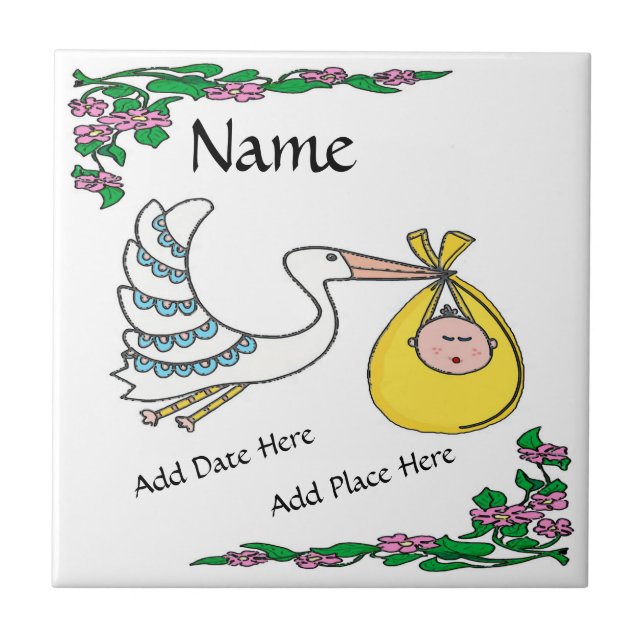 Birth Tile, Dutch Look, Personalise Tile (Front)