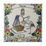 Birth Tile, Dutch Look, Personalise Tile<br><div class="desc">Add Name,  date,  city on this Dutch Look ceramic tile,  personalised gift for baby.</div>