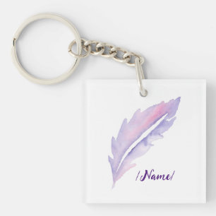 Birth Violet feather Holiday gift Key Ring