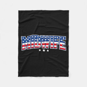 Birth Worker 4th of July Midwife Labour Day Fleece Blanket