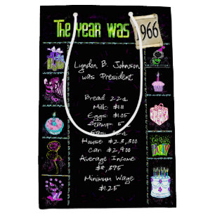 Birth Year 1966 Fun Trivia On Black Medium Gift Bag