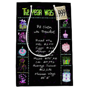 Birth Year 1999 Fun Trivia On Black    Medium Gift Bag