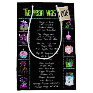 Birth Year 2006 Fun Trivia On Black Medium Gift Bag