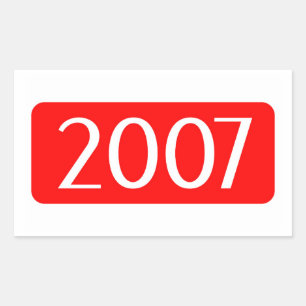 birth year 2007 text birthday number rectangular sticker