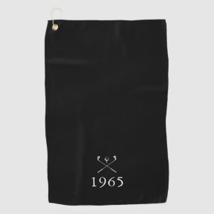 Birth Year Birthday Golf Clubs Black And White Golf Towel