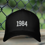 Birth Year Dad Embroidered Hat, Flexfit Black Cap<br><div class="desc">This Simple Birth Year 1984 Dad Minimalist Embroidered Hat, Flexfit Black Wool Cap is perfect for trendy and sporty dad. 🦋 NOTICE: the text on the back.🦋 You can easily customise the product by adding your own year and text ("dad", "father"..) to make it completely unique. You can also change...</div>