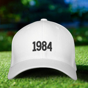 Birth Year Dad Embroidered Hat, Flexfit White Cap