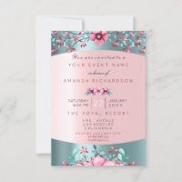 Birthay 16th Bridal Floral Pink Blue Water Aqua