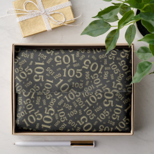 Birthday 105th Black/Gold Random Number Pattern Tissue Paper