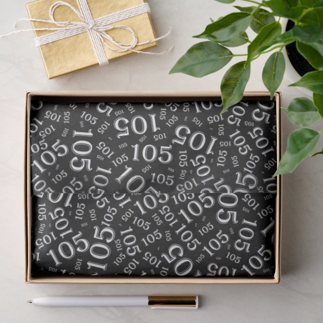 Birthday 105th Black/White Random Number Pattern Tissue Paper (Gift)