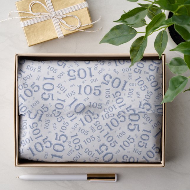 Birthday 105th Blue/White Random Number Pattern Tissue Paper (Gift)