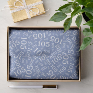 Birthday 105th Blue/White Random Number Pattern Tissue Paper