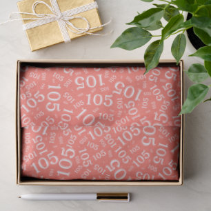 Birthday 105th Coral/White Random Number Pattern Tissue Paper