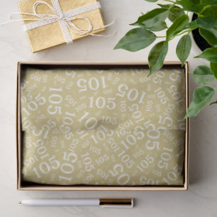 Birthday 105th Gold/White Random Number Pattern Tissue Paper