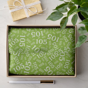 Birthday 105th Green/White Random Number Pattern Tissue Paper