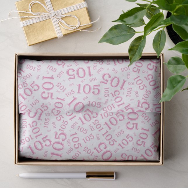 Birthday 105th Pink/White Random Number Pattern Ti Tissue Paper (Gift)