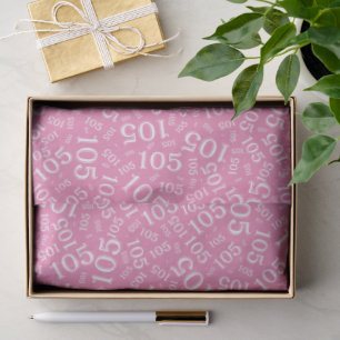 Birthday 105th Pink/White Random Number Pattern Tissue Paper