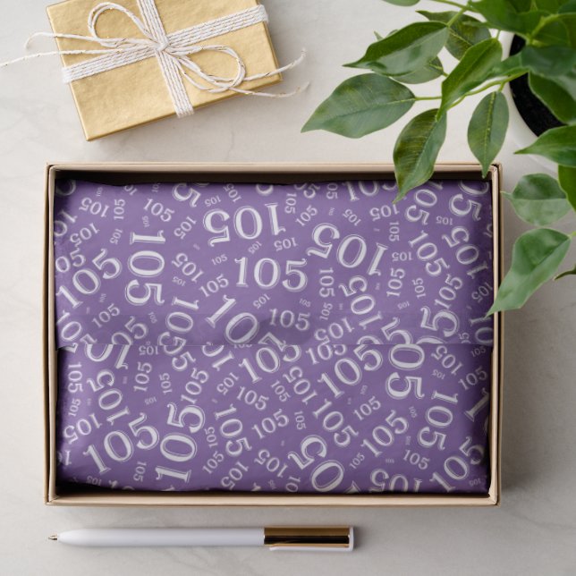 Birthday 105th Purple/White Random Number Pattern Tissue Paper (Gift)