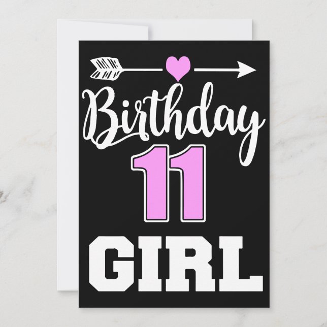 birthday 11 girl birthday t-shirts announcement (Front)