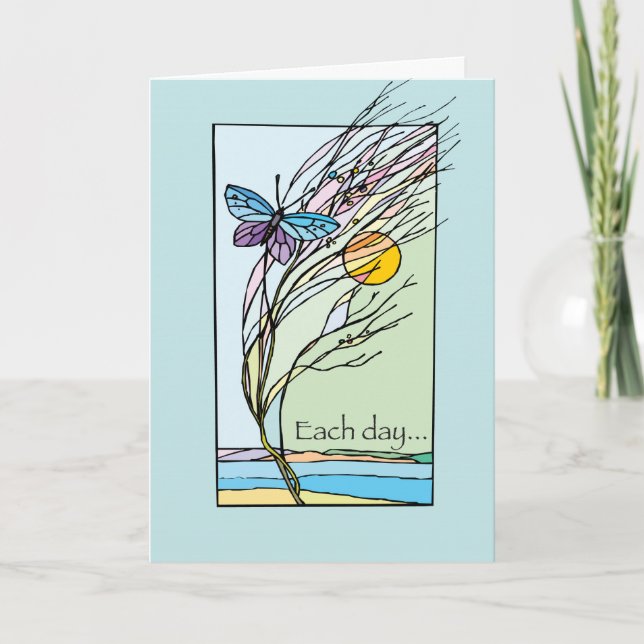 Birthday 12 Step Recovery Each Day Butterfly Card (Front)