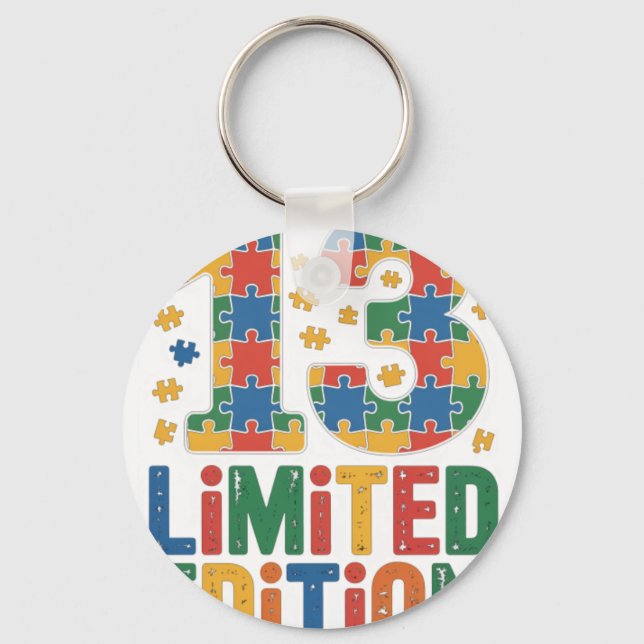 Birthday 13 Year Old Autism Awarenes Key Ring (Front)