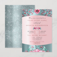Birthday 16th Bridal Floral Pink Blue Water Aqua
