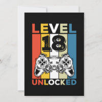 Birthday 18th Level Unlocked 18 Gaming Vintage