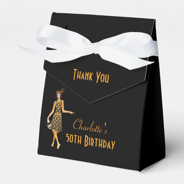 Birthday 1920's style retro art deco Thank You Favour Box (Front Side)