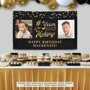 Birthday 2 Photos Years in the Making Black Gold Banner