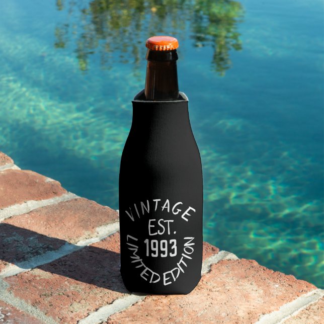 Birthday 30th Elegant Black Dad Fifty Typography Bottle Cooler (In Situ Pool)