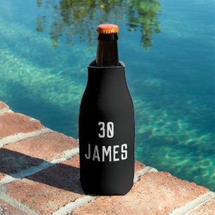 Birthday 30th Elegant Black Modern Elegant Favours Bottle Cooler