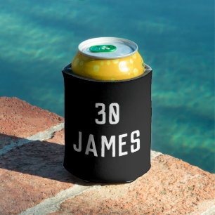 Birthday 30th Elegant Black Modern Elegant Favours Can Cooler