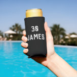 Birthday 30th Elegant Black Modern Elegant Favours Seltzer Can Cooler<br><div class="desc">Black and white 30th birthday can cooler. Perfect for him,  husband. You can personalise with your name.</div>