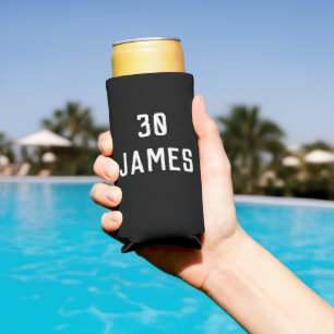 Birthday 30th Elegant Black Modern Elegant Favours Seltzer Can Cooler