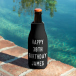 Birthday 30th Elegant Black Modern Favours Bottle Cooler<br><div class="desc">Black and white 30th birthday bottle cooler. Perfect for him,  husband,  son,  brother. You can personalise with your name.</div>