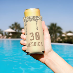 Birthday 30th Elegant Gold Modern Elegant Favours Seltzer Can Cooler