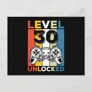 Birthday 30th Level Unlocked 30 Gaming Vintage Holiday Postcard