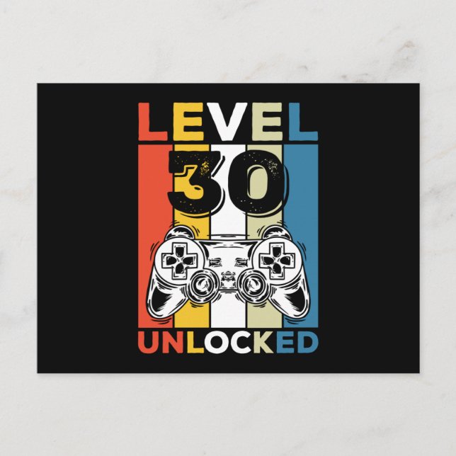 Birthday 30th Level Unlocked 30 Gaming Vintage Postcard (Front)