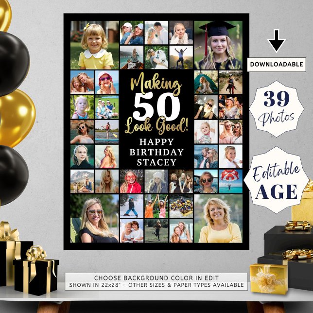 Birthday 39 Photo Collage Making AGE Look Good Poster (Creator Uploaded)
