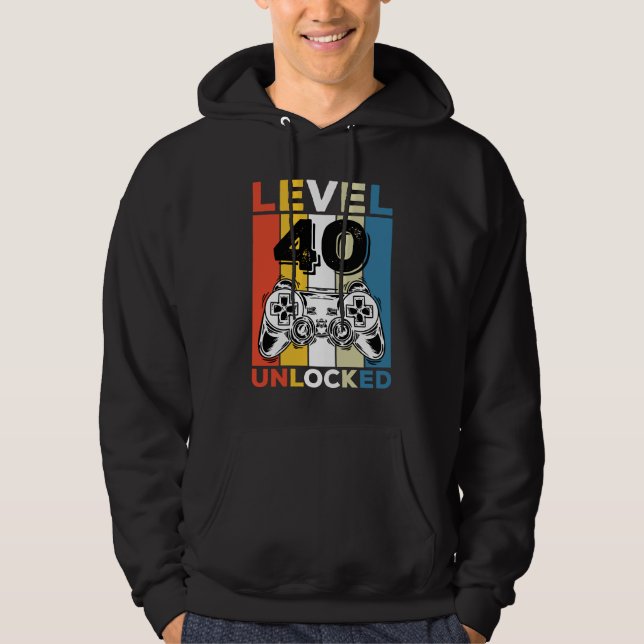 Birthday 40th Level Unlocked 40 Gaming Vintage Hoodie (Front)