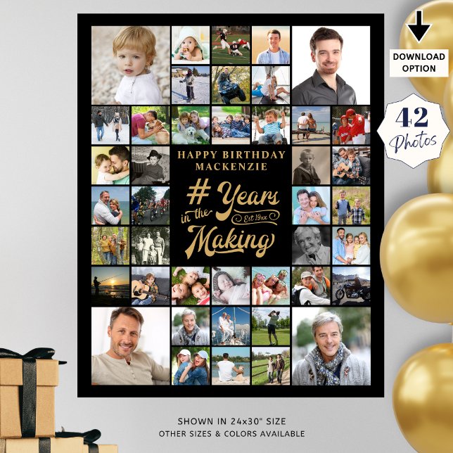 Birthday 42 Photo Collage YEARS IN THE MAKING Poster (Creator Uploaded)