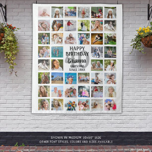 Birthday 44 Photo Collage Party Backdrop Tapestry