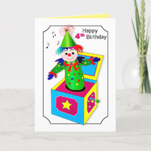 Birthday 4th Retro Jack in the Box Vivid Colours Card