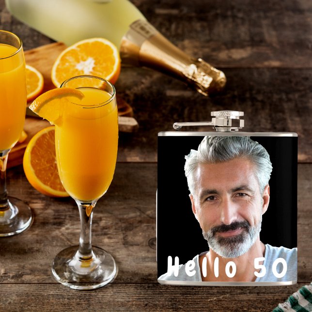 Birthday 50 photo guys text hip flask (Creator Uploaded)