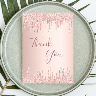 Birthday 50 rose gold glitter drips thank you