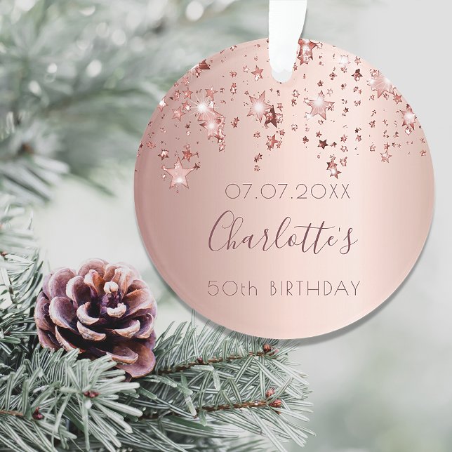 Birthday 50 rose gold stars name ornament (Creator Uploaded)