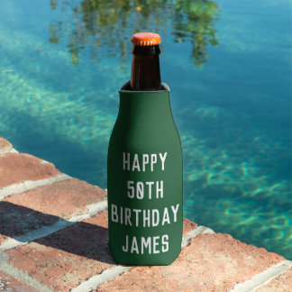 Birthday 50th Elegant Green Stylish Favours Bottle Cooler