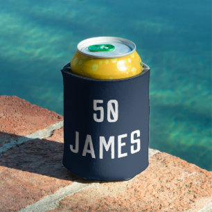 Birthday 50th Elegant Navy Blue Stylish Favours Can Cooler